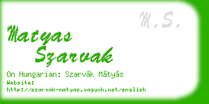 matyas szarvak business card